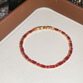Gold Red Crystal Tennis Bracelets Clear Round Styles view 7