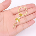 Gold Guardian Angel Cross White Bead Charm Keychain view 3