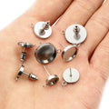 Stainless Steel Round Bezel Stud Earring Settings in Eight Styles view 4