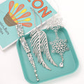 Silver Rhinestone Snowflake Wing Cascade Hanging Ornament Set view 1