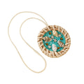 Rattan Frame Seashell Charm Pendant with Turquoise Beads view 5