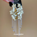 Gold Tone Floral Butterfly Chain Tassel Earrings Statement Jewelry view 2