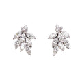 Silver Tone Leaf Cluster Stud Earrings With Clear Stones view 2