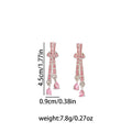 Pink and Green Crystal Look Long Teardrop Stud Earrings view 5