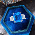 Square Solitaire Trapezoid-Side Ring In Blue And Yellow Silver Tone view 2