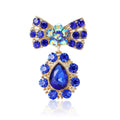Rhinestone Bow Teardrop Pendant Brooch Gold Tone Four Colors view 1