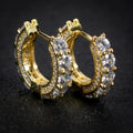 Gold-Tone Clear Stone Huggie Hoop Earrings with Clear Stone Details view 1