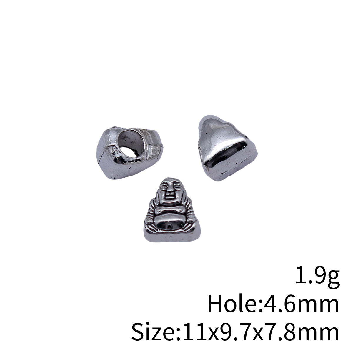 11x9.7x7.8mm 1.9g Antique Silver Zinc Alloy Buddha Large Hole Beads for Bracelet Necklace DIY