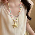 Beaded Starfish Pendant Necklaces in Four Bright Colors view 4