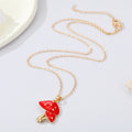 Gold Tone Red Enamel Mushroom Pendant Necklaces in Three Designs view 2