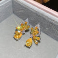 Crystal Butterfly Wing Drop Earrings with Distinctive Textured Details view 7