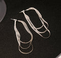 Gold and Silver Multi Chain Draped Geometric Hoop Earrings view 7