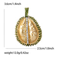 Gold Yellow Durian Fruit Brooch Rhinestone Center Line view 6