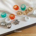 Flower Dome Resin Mix Six-Piece Ring Set 2 Metal Tones view 2