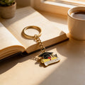 Graduate Cap Diploma Banner Enamel Keychain Gold Ring view 4