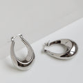 Polished Teardrop Hoop Earrings in Gold and Silver view 7