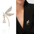 Crystal Dragonfly Brooch in Blue Silver or Clear Gold view 2