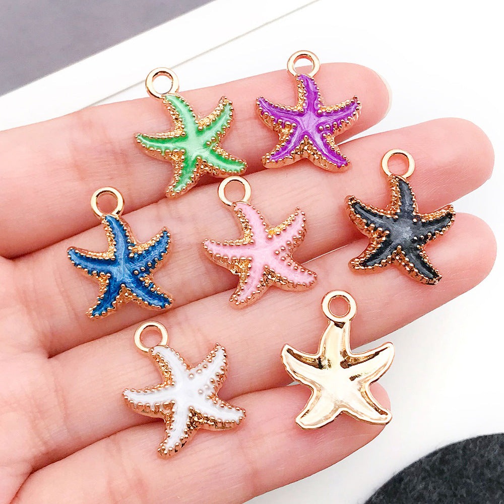 Enamel Zinc Alloy Starfish Ocean Charm Pendant for DIY Bracelet Necklace Earring Keychain