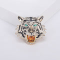 Roaring Tiger Head Brooch in Silver or Gold Tone Crystals view 2