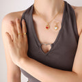 Double Sided Heart Shell Pendant Gold Tone Necklace view 7