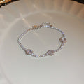 Three Flower Crystal Tennis Bracelet In Gold Tone Or Silver Tone view 6
