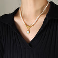 Pearl Strand Necklace Gold Hands Clasp And Heart Shell Pendant view 6