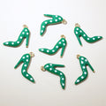 Colorful Polka Dot High Heel Shoe Enamel Charms for Jewelry Making view 9