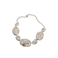 Hammered Irregular Oval Earrings And Chunky Necklaces In Gold Or Silver Tone view 5