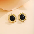 Five Color Oval Stone Look Gold Tone Statement Stud Earrings view 8
