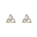 Gold-Tone Mini Three Clear Stone Triangle Cluster Stud Earrings view 5