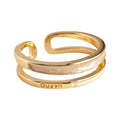 Gold Open Adjustable Double Band Queen White Enamel Ring view 5