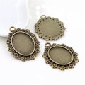 Beaded Floral Oval Pendant Tray Jewelry Making Components view 3