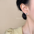 Antique Silver Bird Stud Earrings With Dark Marquise Stone view 2