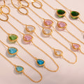 Teardrop Glass Stone Long Necklace in Ten Color and Metal Styles view 4