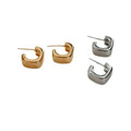 Square Mini Hoop Stud Earrings in Gold and Silver Tone view 5