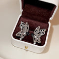 Silver Butterfly and Black Heart Mismatched Stud Earrings view 4
