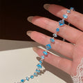 Silver Blue Mixed Cut Crystal Adjustable Bracelet Band view 4
