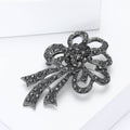 Crystal Ribbon Bow Brooch in Three Dark Tone Colorways view 3