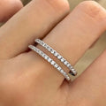 Double-Row Clear Stone Openwork Wide Ring Silver Tone view 1