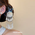 Blue Butterfly Silver Filigree Tassel Duckbill Hair Clip view 3