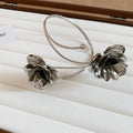 Silver Metal Flower And Leaf Open Arm Cuff Bracelets view 12