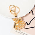 Rhinestone Pig Keychain Gold Metal Bow Four Color Options view 4