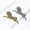 Textured Leaping Horse Brooch in Antique Metal Tones view 4