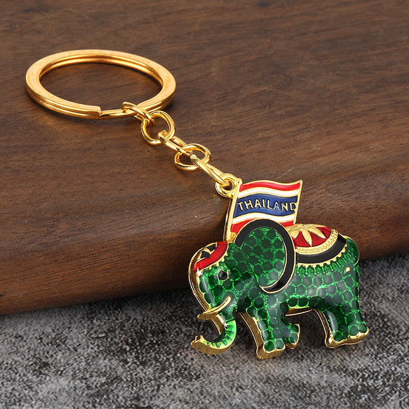 Colorful Elephant Flag Zinc Alloy Keychain Gift Pendant