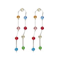Multicolor Crystal Bead Chain Earrings with Polished Metal Details view 5