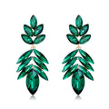 Aqua Green Green Layered Leaf Openwork Crystal Four Designs Metal Dangle Earrings view 1