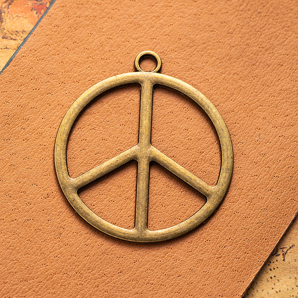 Large Vintage Round Peace Sign Alloy Pendant