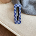 Blue White Plaid Fabric BB Snap Hair Clip 4 Shapes view 8