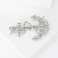Checkered Enamel Anchor Brooch in Blue or Green with Crystals view 3