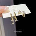 Gold Zircon Huggie Hoop And Butterfly Stud Four Piece Set view 4